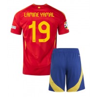 Camiseta España Lamine Yamal #19 Primera Equipación Replica Eurocopa 2024 para niños mangas cortas (+ Pantalones cortos)